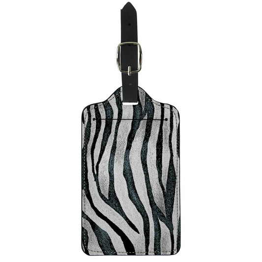 White Tiger Stripe Pattern Print Luggage Tag