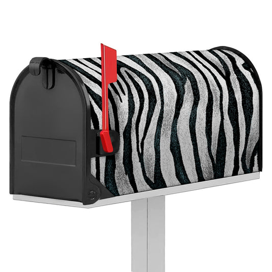White Tiger Stripe Pattern Print Mailbox Cover