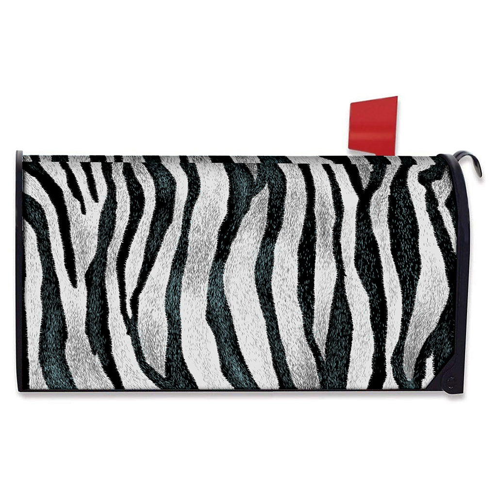White Tiger Stripe Pattern Print Mailbox Cover