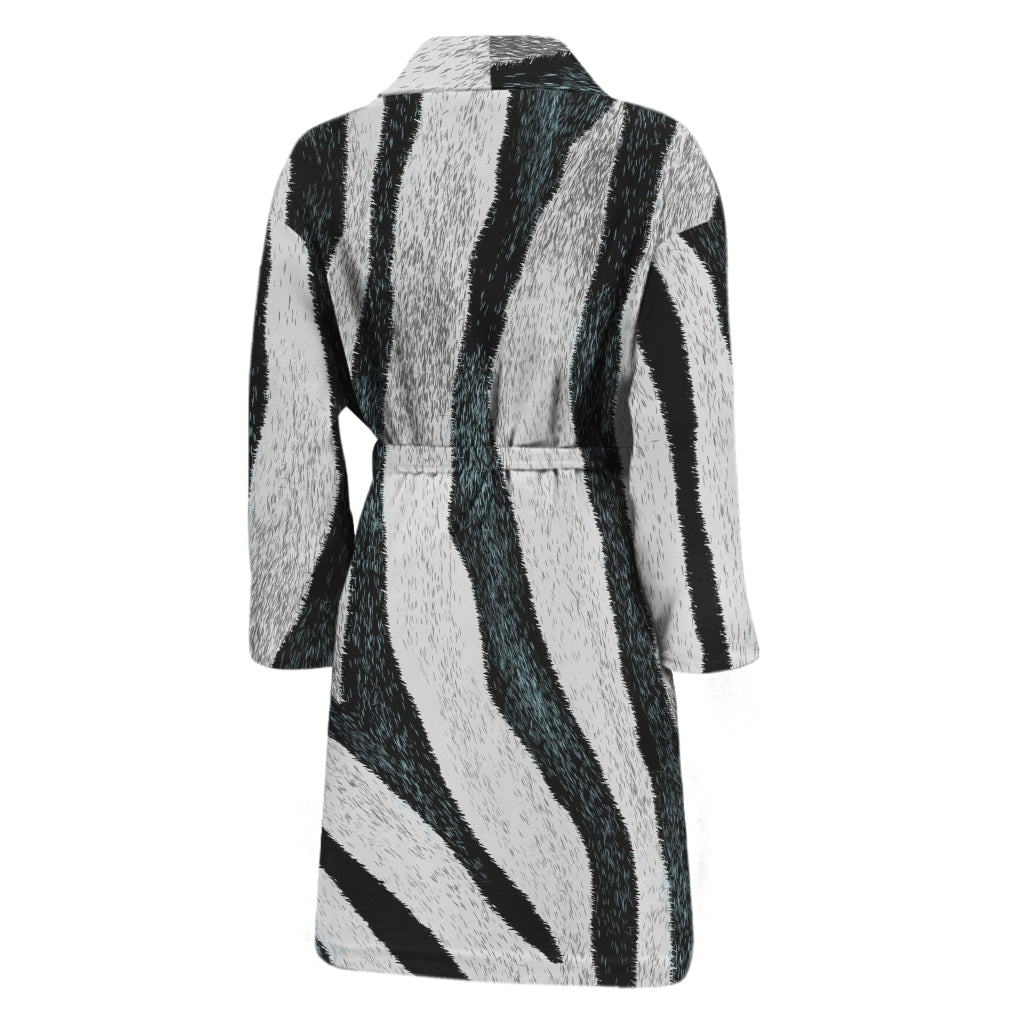 White Tiger Stripe Pattern Print Men's Bathrobe