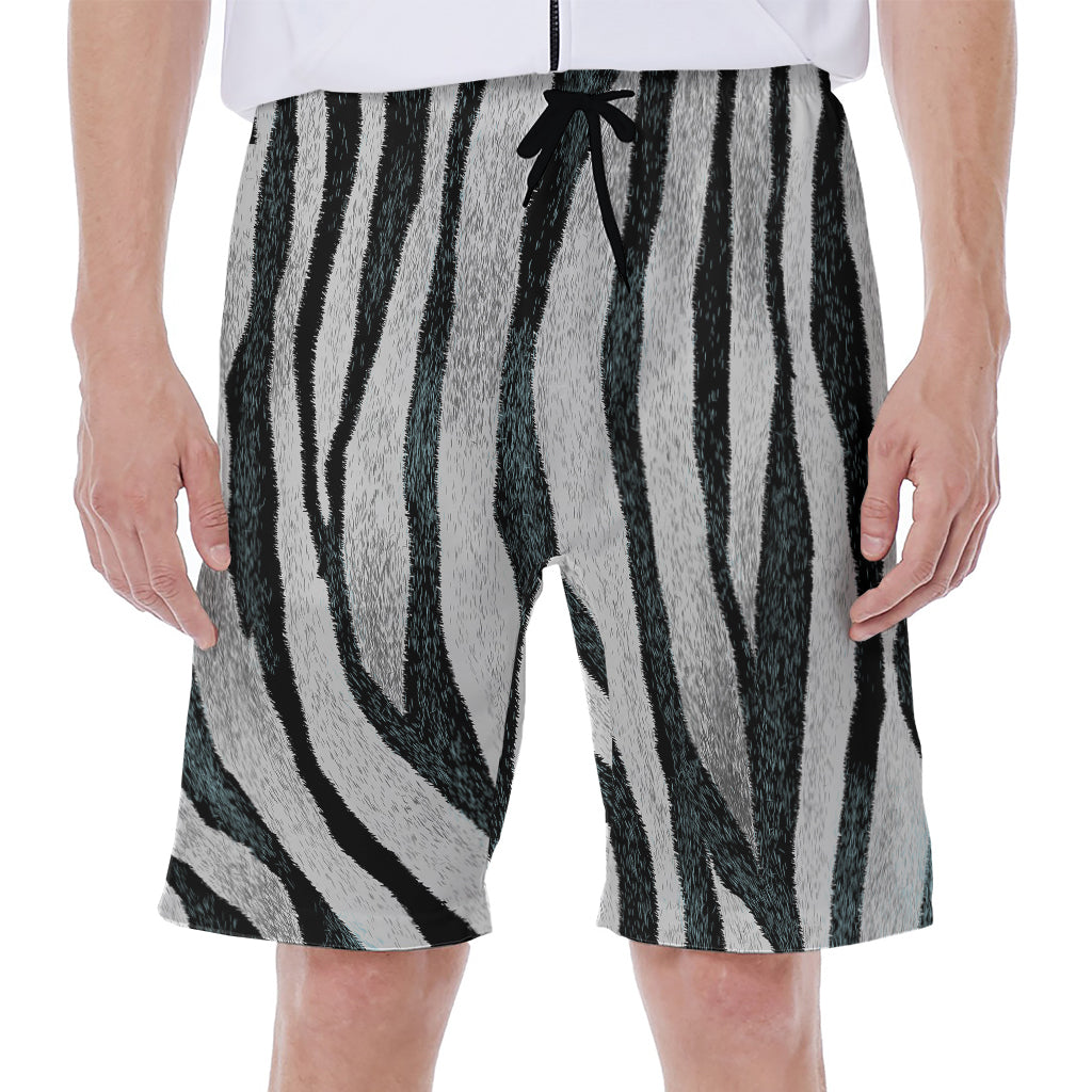 White Tiger Stripe Pattern Print Men's Beach Shorts