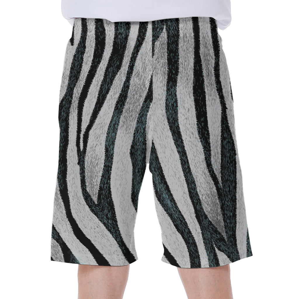 White Tiger Stripe Pattern Print Men's Beach Shorts