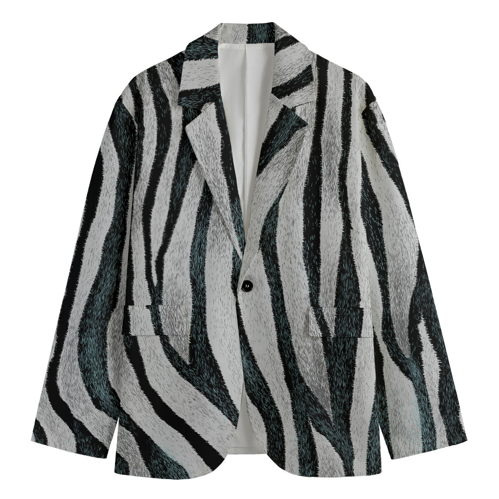 White Tiger Stripe Pattern Print Men's Blazer