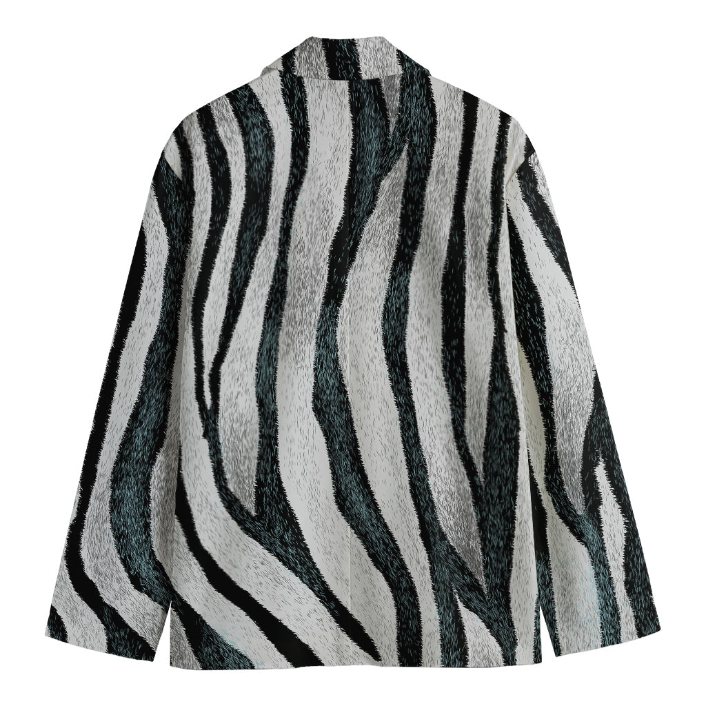 White Tiger Stripe Pattern Print Men's Blazer