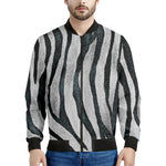 White Tiger Stripe Pattern Print Men's Bomber Jacket