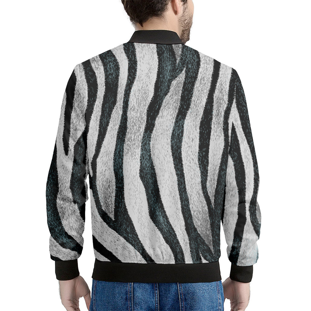 White Tiger Stripe Pattern Print Men's Bomber Jacket