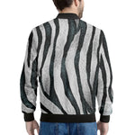 White Tiger Stripe Pattern Print Men's Bomber Jacket