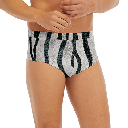 White Tiger Stripe Pattern Print Men's Briefs