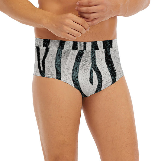 White Tiger Stripe Pattern Print Men's Briefs