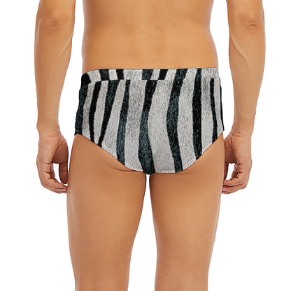 White Tiger Stripe Pattern Print Men's Briefs