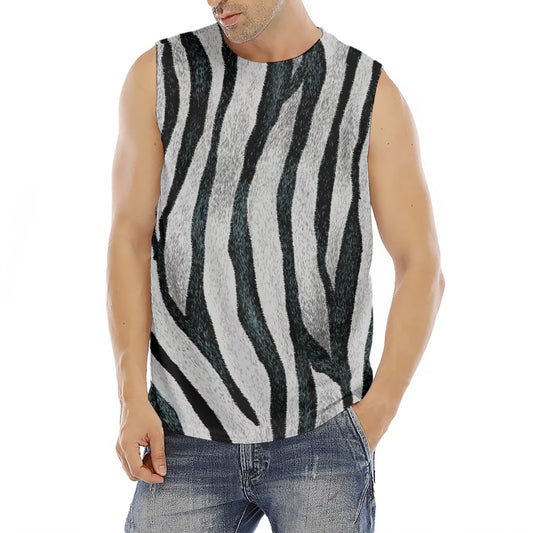 White Tiger Stripe Pattern Print Men's Fitness Tank Top
