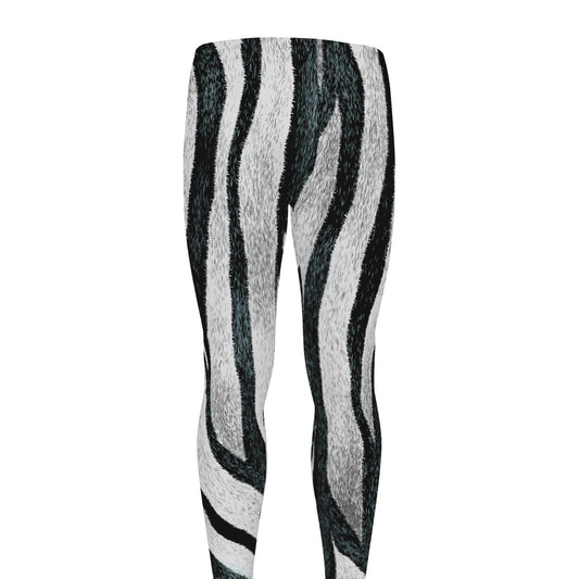 White Tiger Stripe Pattern Print Men's leggings