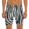 White Tiger Stripe Pattern Print Men's Long Boxer Briefs