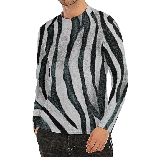 White Tiger Stripe Pattern Print Men's Long Sleeve Rash Guard