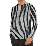 White Tiger Stripe Pattern Print Men's Long Sleeve Rash Guard