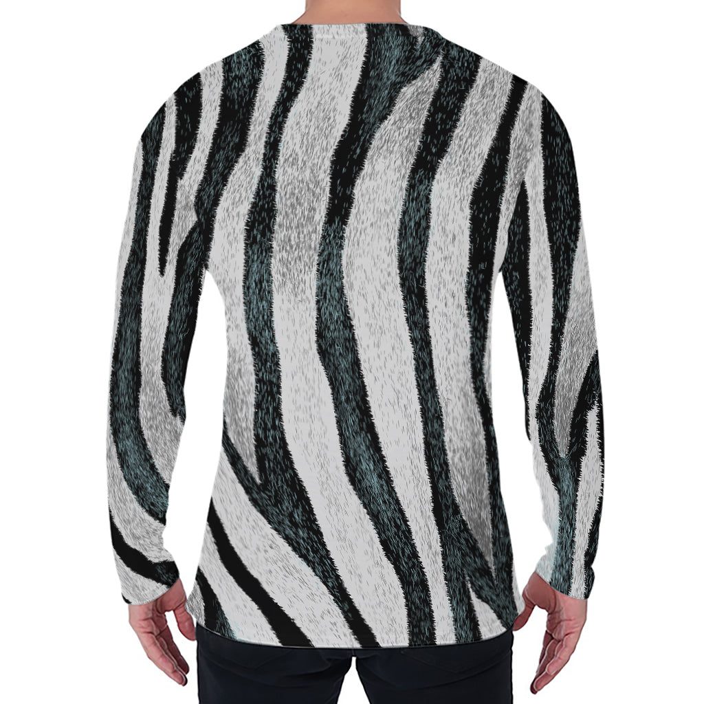 White Tiger Stripe Pattern Print Men's Long Sleeve T-Shirt