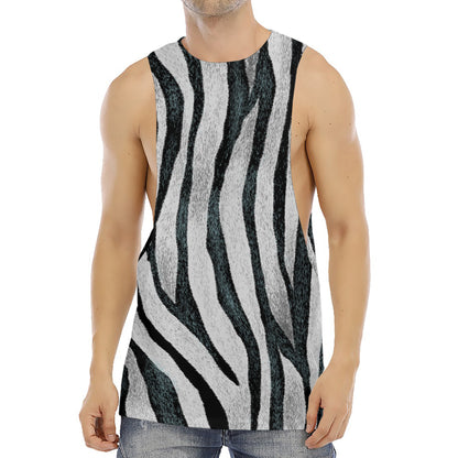 White Tiger Stripe Pattern Print Men's Muscle Tank Top
