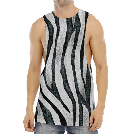 White Tiger Stripe Pattern Print Men's Muscle Tank Top