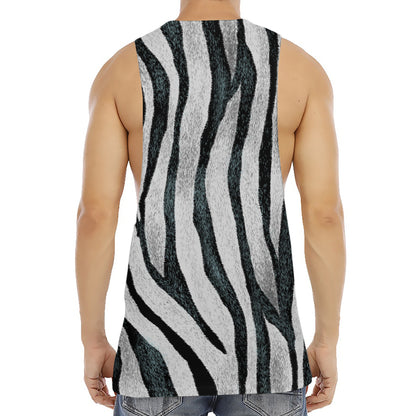 White Tiger Stripe Pattern Print Men's Muscle Tank Top