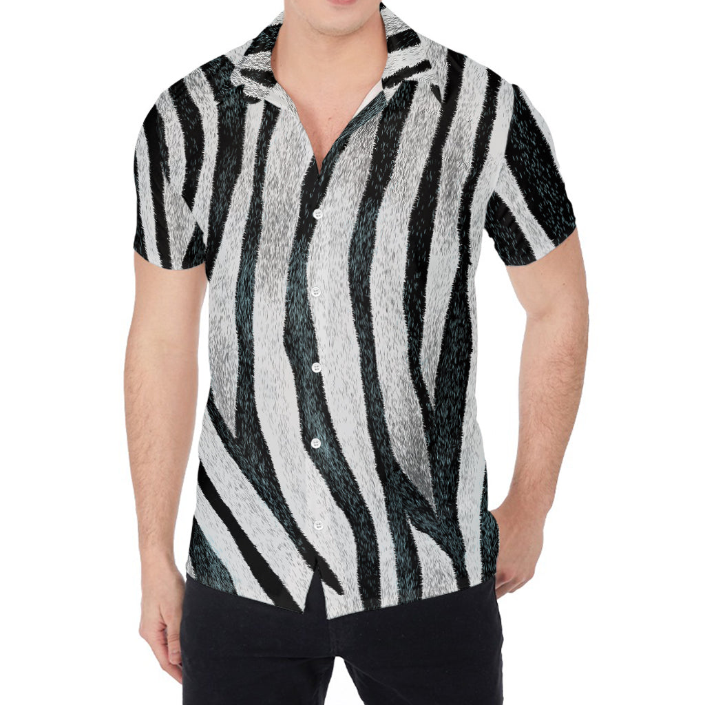 White Tiger Stripe Pattern Print Men's Shirt