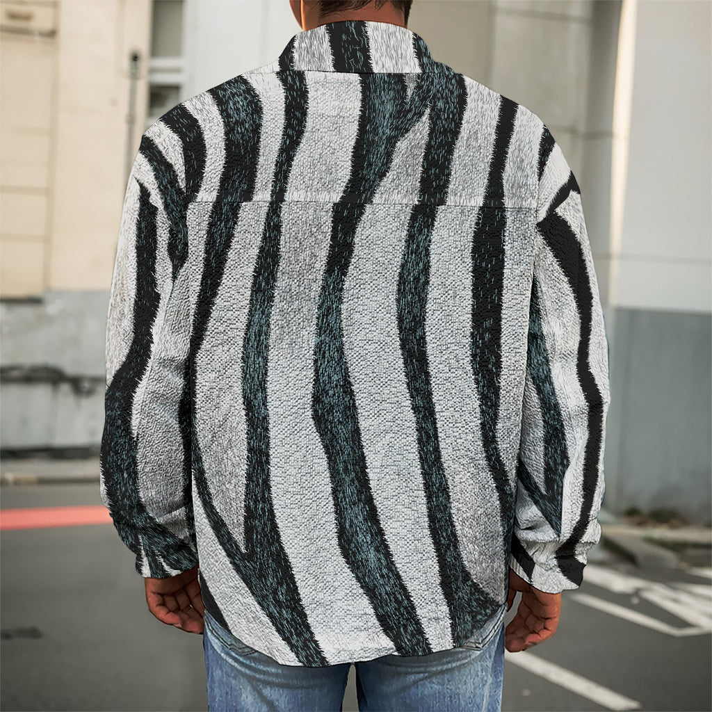 White Tiger Stripe Pattern Print Men's Shirt Jacket