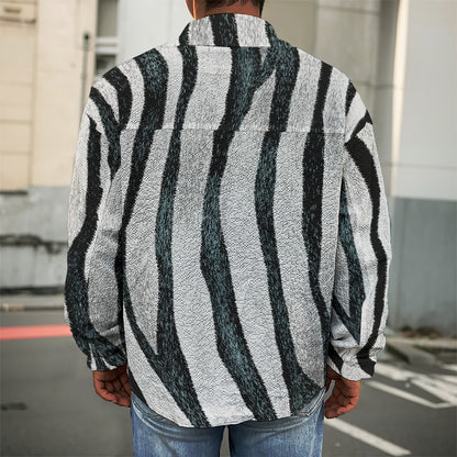 White Tiger Stripe Pattern Print Men's Shirt Jacket