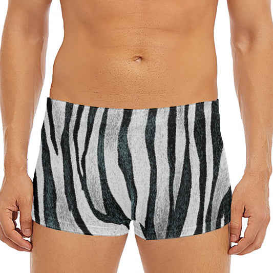 White Tiger Stripe Pattern Print Men's Short Boxer Briefs
