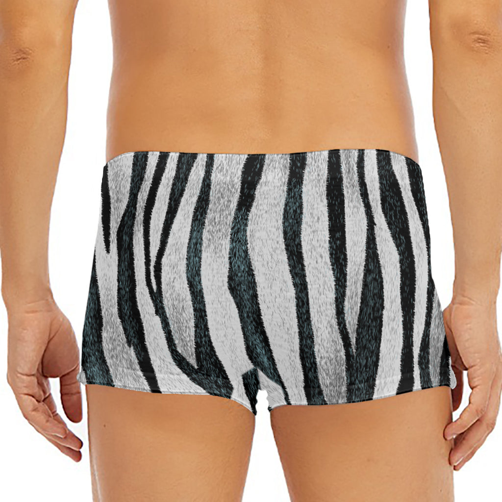 White Tiger Stripe Pattern Print Men's Short Boxer Briefs