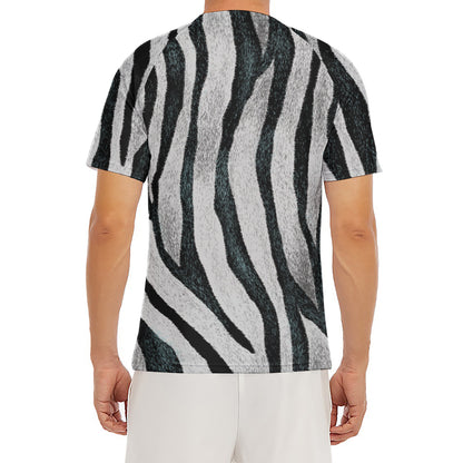 White Tiger Stripe Pattern Print Men's Short Sleeve Rash Guard