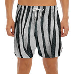 White Tiger Stripe Pattern Print Men's Split Running Shorts
