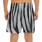 White Tiger Stripe Pattern Print Men's Split Running Shorts