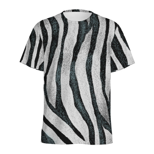 White Tiger Stripe Pattern Print Men's Sports T-Shirt