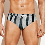 White Tiger Stripe Pattern Print Men's Swim Briefs