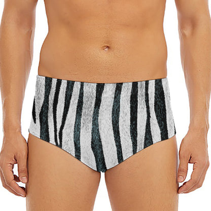 White Tiger Stripe Pattern Print Men's Triangle Swim Briefs