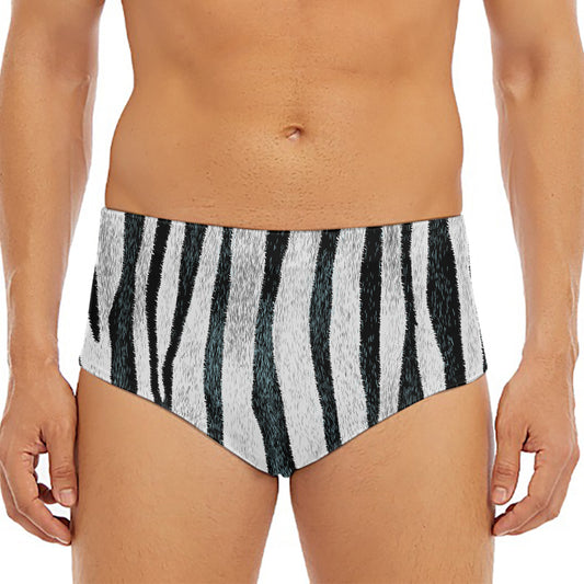 White Tiger Stripe Pattern Print Men's Triangle Swim Briefs