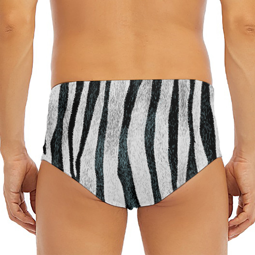 White Tiger Stripe Pattern Print Men's Triangle Swim Briefs