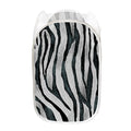 White Tiger Stripe Pattern Print Mesh Laundry Hamper