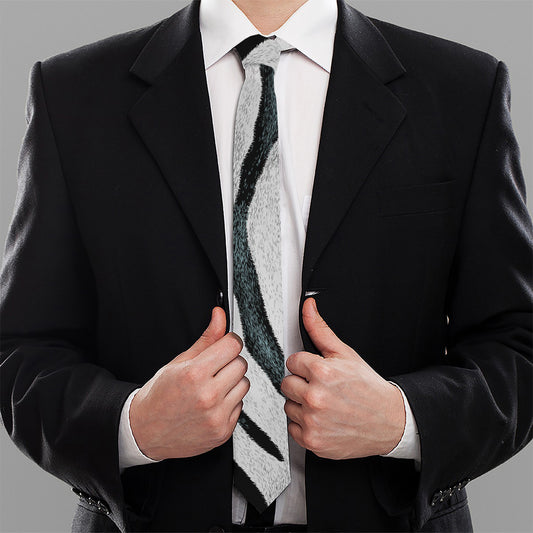 White Tiger Stripe Pattern Print Necktie