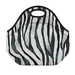 White Tiger Stripe Pattern Print Neoprene Lunch Bag