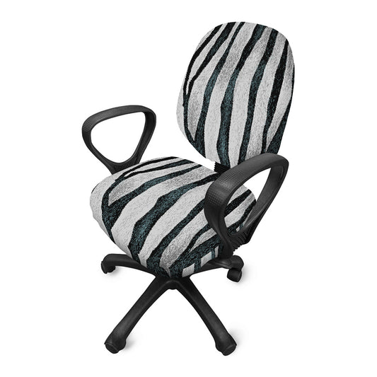 White Tiger Stripe Pattern Print Office Chair Cover