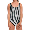 White Tiger Stripe Pattern Print One Piece Swimsuit