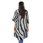 White Tiger Stripe Pattern Print Open Front Beach Cover Up