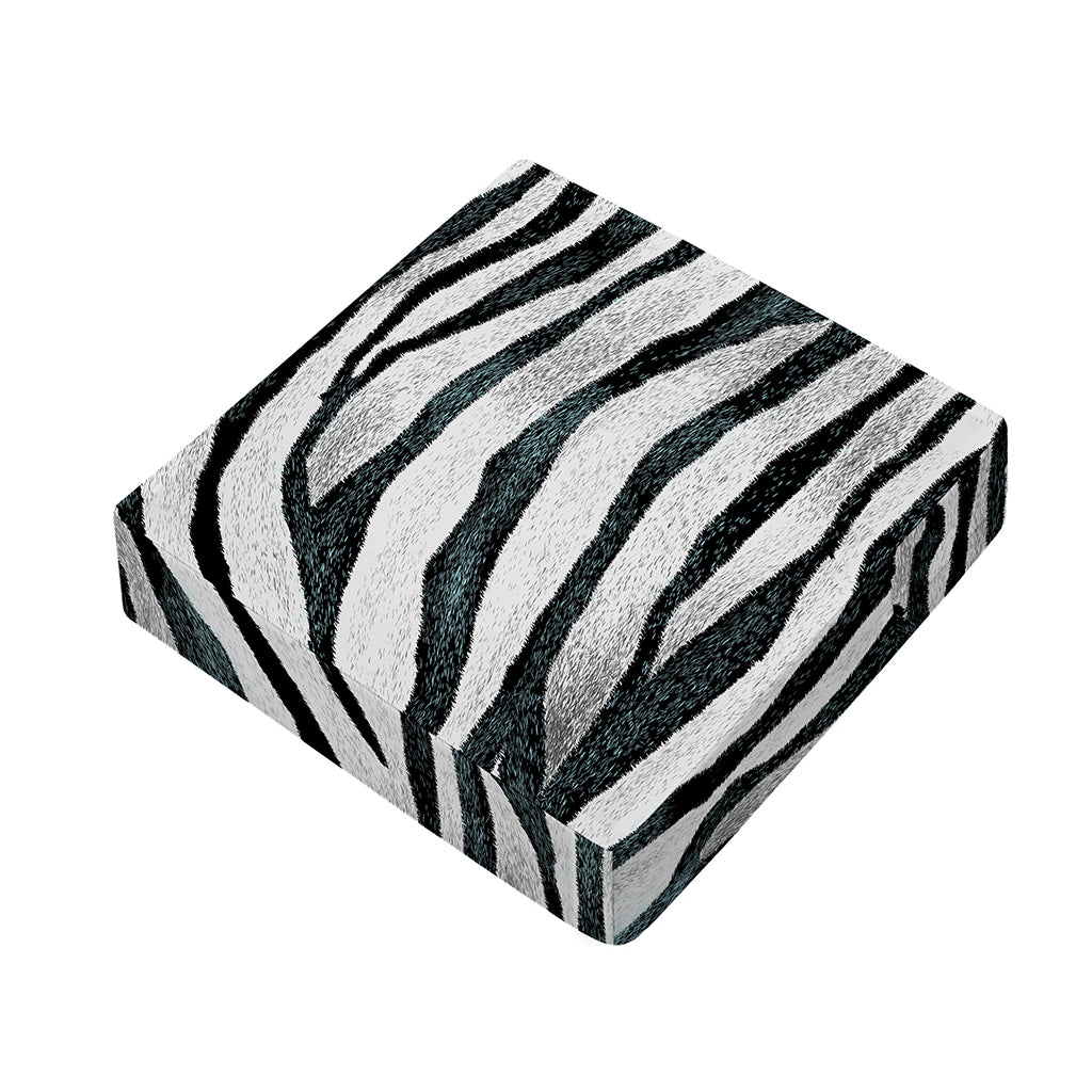 White Tiger Stripe Pattern Print Outdoor Seat Cushion Cover