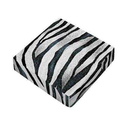 White Tiger Stripe Pattern Print Outdoor Seat Cushion Cover