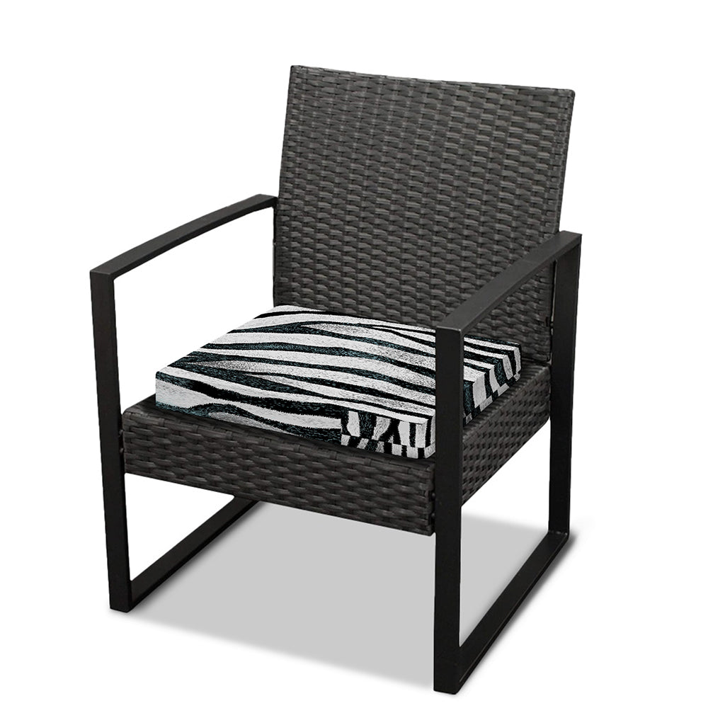 White Tiger Stripe Pattern Print Outdoor Seat Cushion Cover