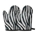 White Tiger Stripe Pattern Print Oven Mitts