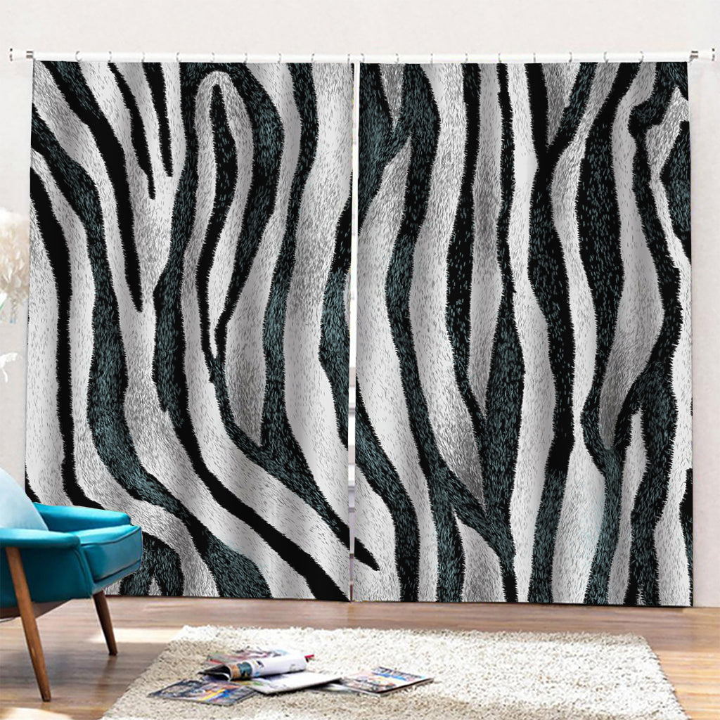 White Tiger Stripe Pattern Print Pencil Pleat Curtains