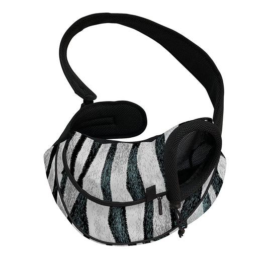 White Tiger Stripe Pattern Print Pet Sling Carrier