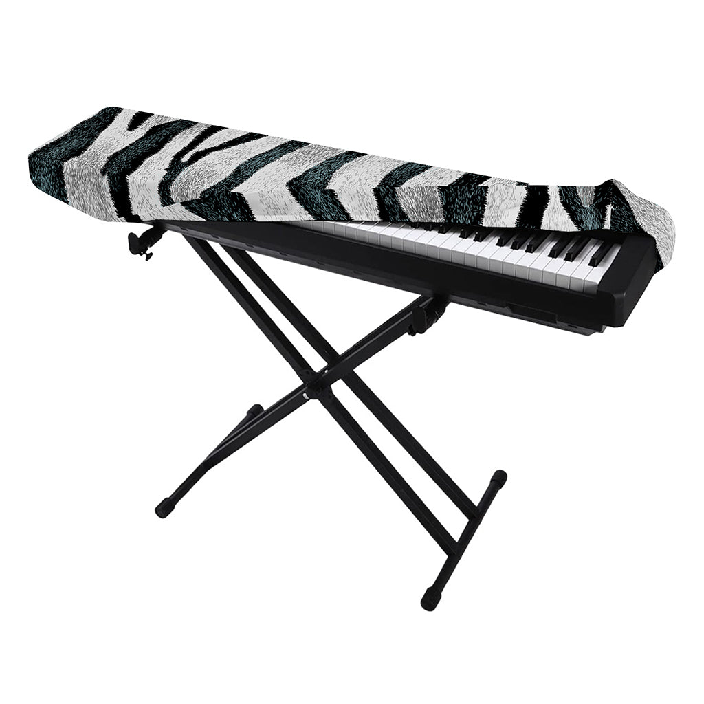 White Tiger Stripe Pattern Print Piano Keyboard Cover