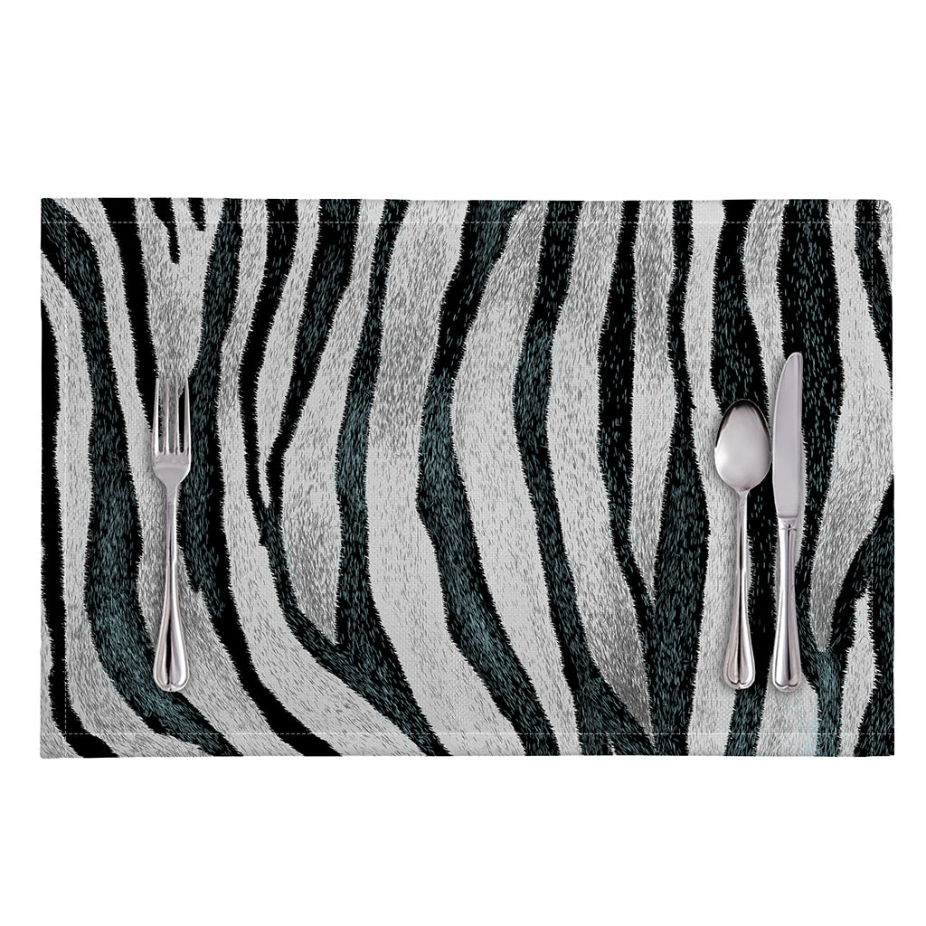 White Tiger Stripe Pattern Print Placemat